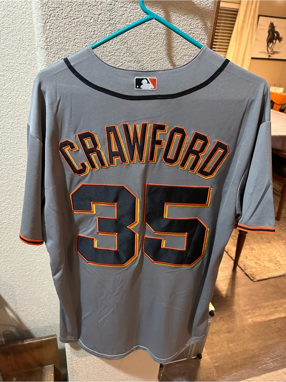 ***MLB Gray Crawford #35 JERSEY with Black and Orange Trim***